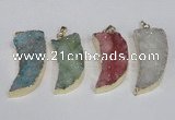 NGP1786 15*35mm - 20*45mm oxhorn druzy agate gemstone pendants