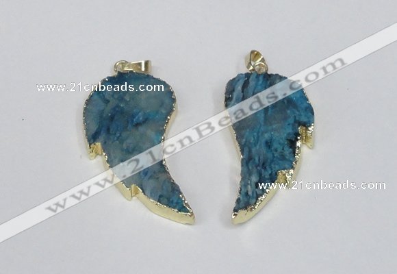 NGP1788 20*40mm - 25*45mm wing-shaped druzy agate pendants