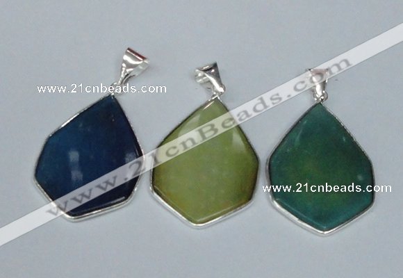 NGP1793 25*40mm freeform agate gemstone pendants wholesale