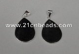 NGP1797 25*35mm flat teardrop agate gemstone pendants wholesale