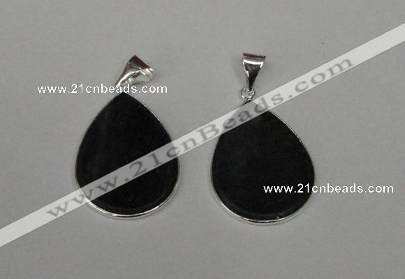 NGP1797 25*35mm flat teardrop agate gemstone pendants wholesale