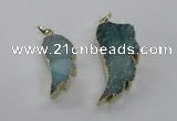 NGP1803 35*40mm - 45*50mm wing-shaped plated druzy agate pendants