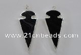 NGP1807 25*60mm - 30*65mm arrowhead black agate pendants