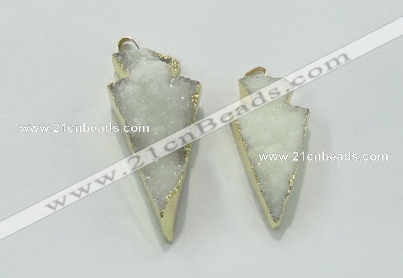 NGP1811 22*40mm - 28*48mm arrowhead druzy agate gemstone pendants