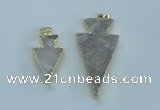 NGP1816 18*38mm - 28*45mm arrowhead druzy agate gemstone pendants