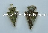 NGP1817 18*38mm - 28*45mm arrowhead druzy agate gemstone pendants