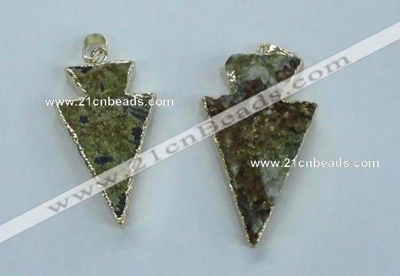 NGP1817 18*38mm - 28*45mm arrowhead druzy agate gemstone pendants