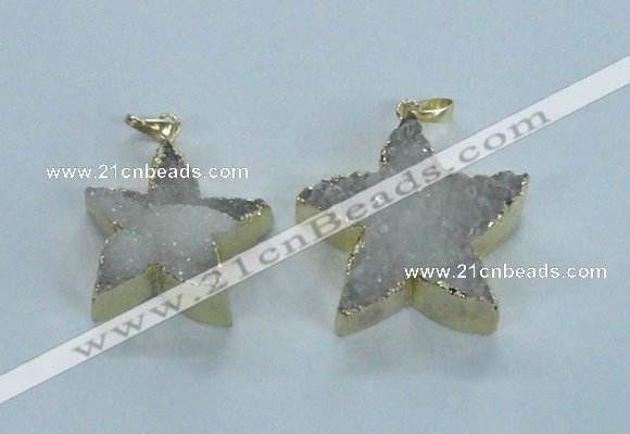 NGP1826 30*32mm - 38*40mm star druzy agate gemstone pendants