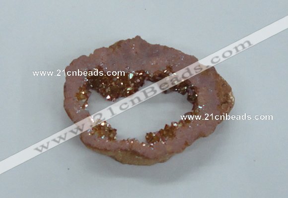 NGP1832 45*55mm - 55*60mm donut plated druzy agate pendants