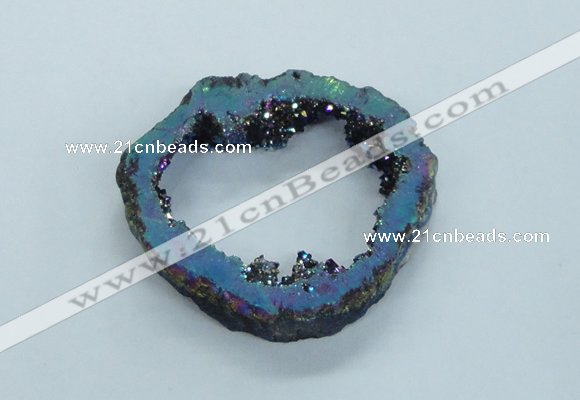 NGP1835 45*55mm - 55*60mm donut plated druzy agate pendants