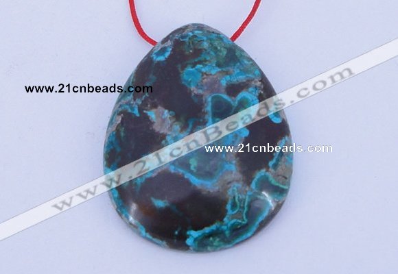 NGP185 30*38mm flat teardrop chrysocolla gemstone pendant jewelry