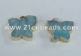 NGP1852 22*30mm - 25*35mm butterfly druzy agate gemstone pendants