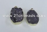 NGP1857 35*40mm - 35*45mm freeform druzy amethyst pendants