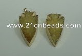 NGP1872 20*30mm - 25*50mm arrowhead druzy agate gemstone pendants