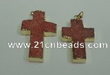 NGP1876 30*45mm - 32*50mm cross druzy agate gemstone pendants