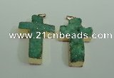 NGP1877 30*45mm - 32*50mm cross druzy agate gemstone pendants