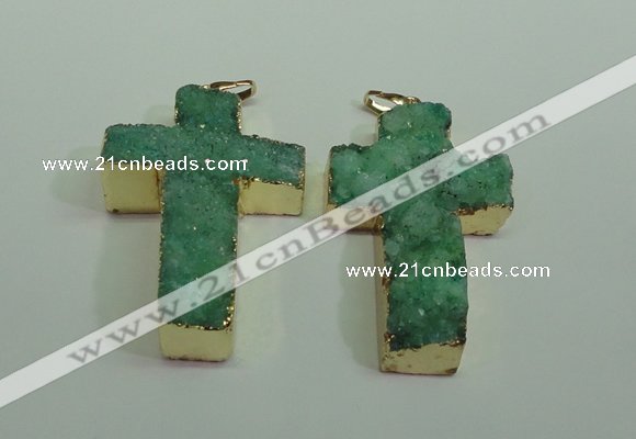 NGP1877 30*45mm - 32*50mm cross druzy agate gemstone pendants