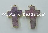 NGP1878 30*45mm - 32*50mm cross druzy agate gemstone pendants