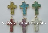 NGP1879 30*45mm - 32*50mm cross druzy agate gemstone pendants