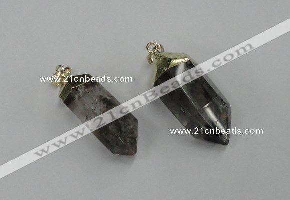 NGP1903 13*30mm - 15*38mm faceted nuggets green phantom quartz pendants