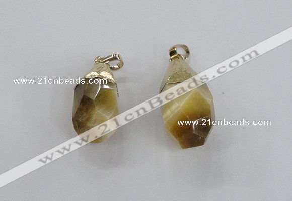 NGP1916 14*30mm - 15*35mm faceted nuggets golden tiger eye pendants