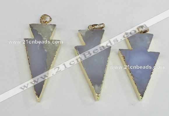 NGP1921 20*42mm - 22*50mm arrowhead agate gemstone pendants