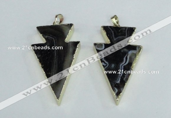 NGP1923 28*50mm - 30*55mm arrowhead agate gemstone pendants