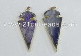 NGP1925 30*65mm arrowhead agate gemstone pendants wholesale