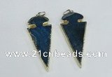 NGP1926 30*65mm arrowhead agate gemstone pendants wholesale