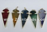 NGP1927 30*65mm arrowhead agate gemstone pendants wholesale