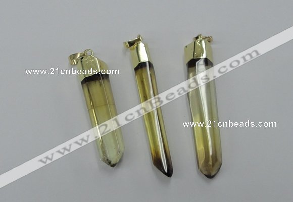 NGP1931 6*50mm - 8*55mm stick lemon quartz pendants wholesale