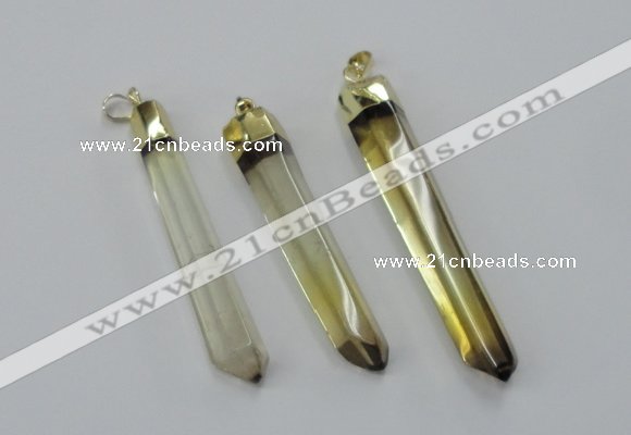 NGP1932 10*55mm - 12*65mm stick lemon quartz pendants wholesale