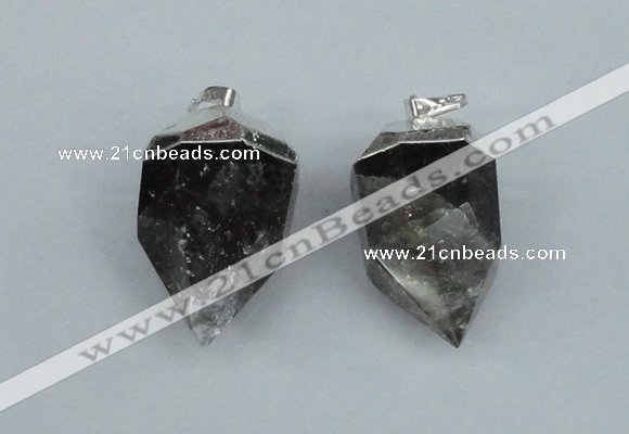 NGP1937 18*35mm - 20*40mm faceted nuggets smoky quartz pendants