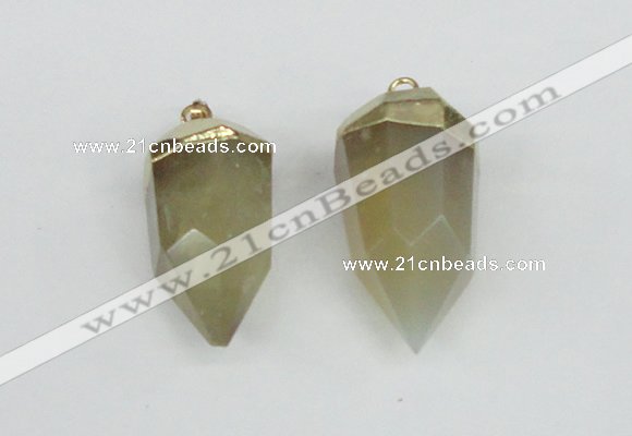 NGP1938 18*35mm - 20*40mm faceted nuggets yellow phantom quartz pendants