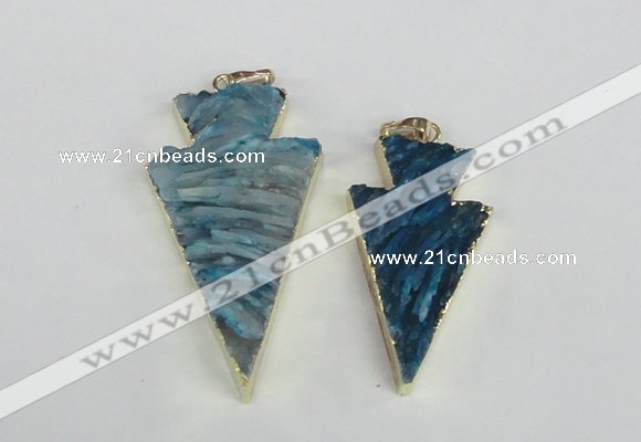 NGP1942 20*38mm - 25*45mm arrowhead druzy agate gemstone pendants