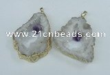 NGP1950 30*40mm - 45*55mm freeform druzy agate & amethyst pendants