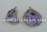 NGP1951 30*40mm - 45*55mm freeform druzy agate & amethyst pendants