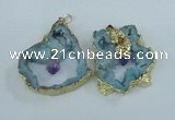 NGP1954 30*40mm - 45*55mm freeform druzy agate & amethyst pendants