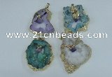 NGP1956 30*40mm - 45*55mm freeform druzy agate & amethyst pendants