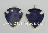 NGP1961 47*57mm arrowhead agate gemstone pendants wholesale