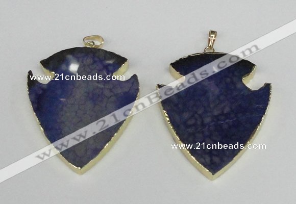 NGP1961 47*57mm arrowhead agate gemstone pendants wholesale