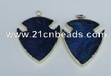 NGP1964 47*57mm arrowhead agate gemstone pendants wholesale
