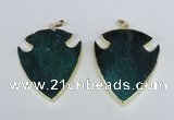 NGP1965 47*57mm arrowhead agate gemstone pendants wholesale