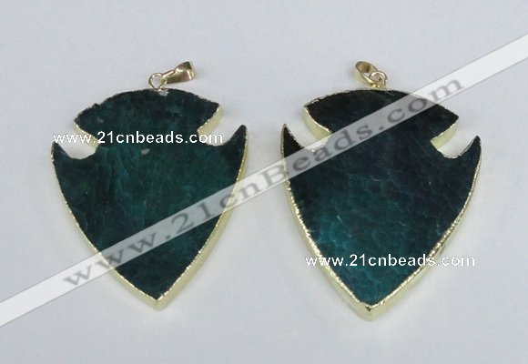 NGP1965 47*57mm arrowhead agate gemstone pendants wholesale