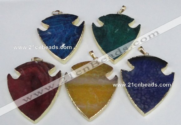 NGP1966 47*57mm arrowhead agate gemstone pendants wholesale