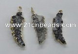 NGP1988 15*40mm - 20*50mm wing-shaped druzy agate pendants