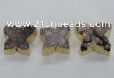 NGP1991 30*35mm - 35*40mm butterfly druzy agate pendants