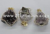 NGP1992 35*40mm - 40*45mm freeform druzy amethyst pendants