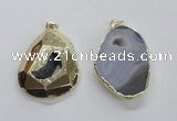 NGP1995 35*45mm - 40*50mm freeform plated druzy agate pendants