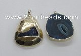 NGP1998 35*45mm - 40*50mm freeform plated druzy agate pendants